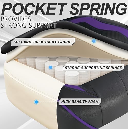 Vonesse Purple Gaming Chair with Footrest,Reclining Computer Gaming Chairs for Adults,Ergonomic Gamer Chair with Massage,Big and Tall PC Game Chair(Purple/Black) - Image 6