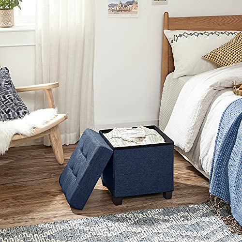 Songmics 15 Inches Cube Storage Ottoman, Bedroom Bench With Storage, Foot Stool With Feet, Holds Up To 660 Lb, Dark Blue Ulsf14In #TOP6