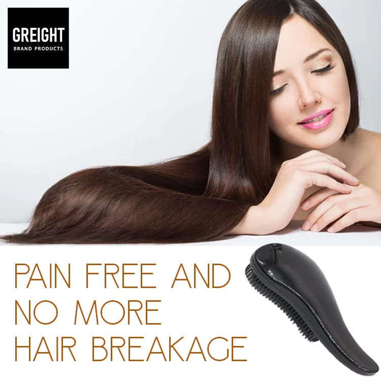 Miniatura 4 de Juego de 2 cepillos desenredantes, elimina enredos y nudos, alisando el cabello suave sin dolor (rosa y negro)