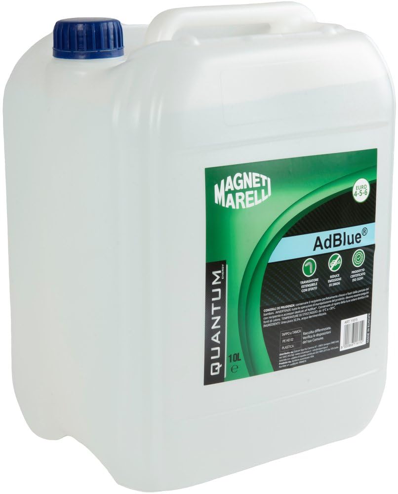 Quantum Energy Magneti Marelli AdBlue 10 LT – Additivo Diesel con Bocchettone Flessibile, Certificato ISO 22241, Compatibile con Veicoli Euro 4, 5 e 6, Riduce Emissioni NOx