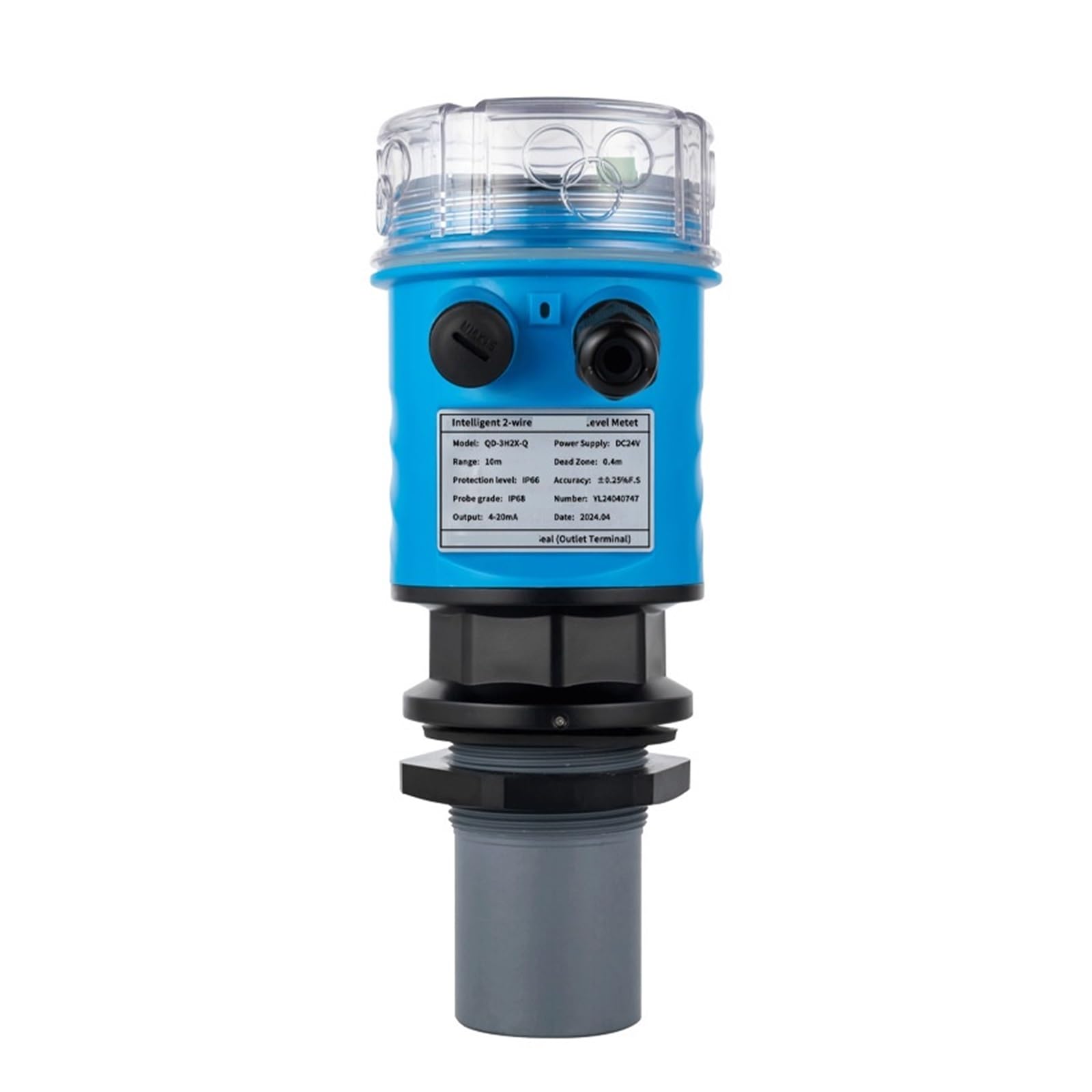 LDHJBNAC Ultrasonic Level Meter Integrated Level Gauge Sensor 0-5M Level Transmitter No Contact Sewage Water Level Sensor(20M Range 4-20mA)