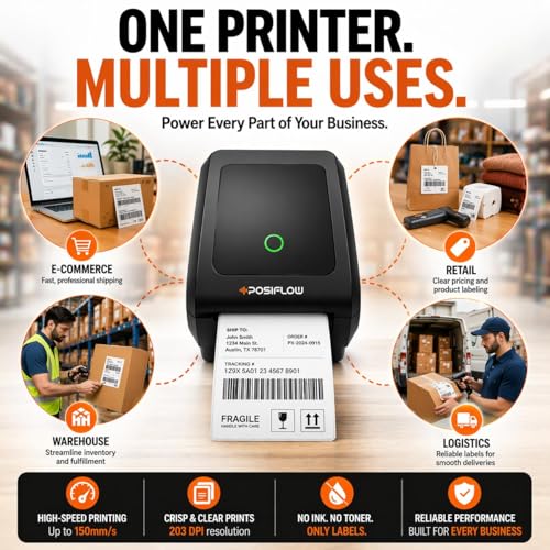 Image of PSF423 4x6 Shipping Label Printer with Bluetooth, Compatible with Amazon, Meesho & Courier Labels, Barcode & Inventory Sticker Printer for Ecommerce, Warehouse & Logistics