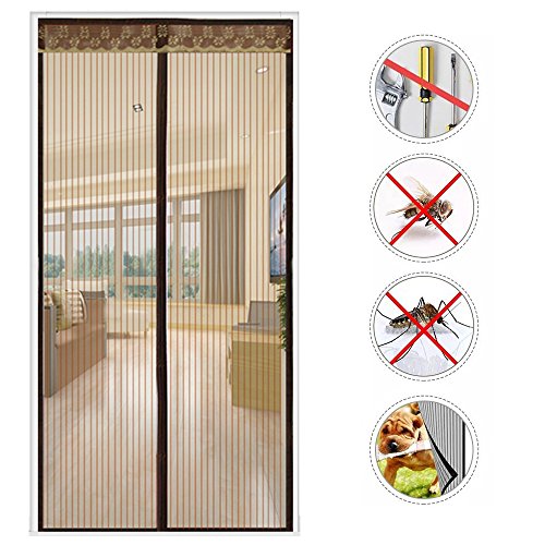 Nclon Mosquitera Puerta magnetica Malla Super Fina,La Protección contra Insectos Cortina mosquitera magnética para Puertas Cierre automático Velcro Adhesiva-B 80x210cm(31x83inch)