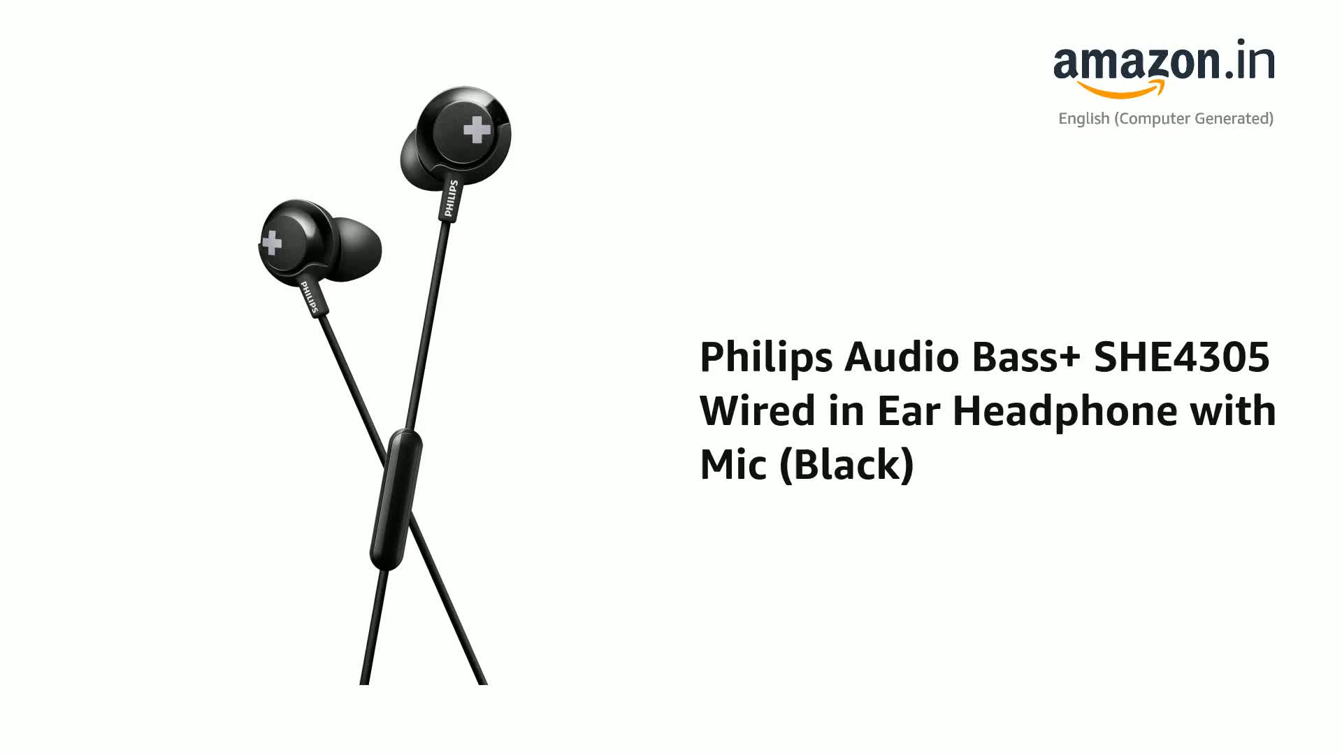 Philips Audio Bass+ SHE4305 Wired in Ear Headphone with Mic (Black) :  Amazon.in: Electronics
