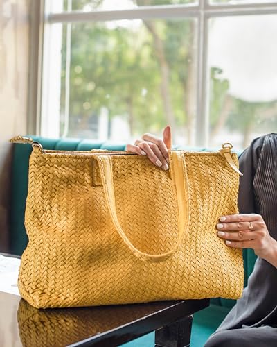 Image of Jild Hobo Style Woven Bag for Women - Soft Handmade Genuine Leather Work Tote Bag - Cross Body Womens Purse