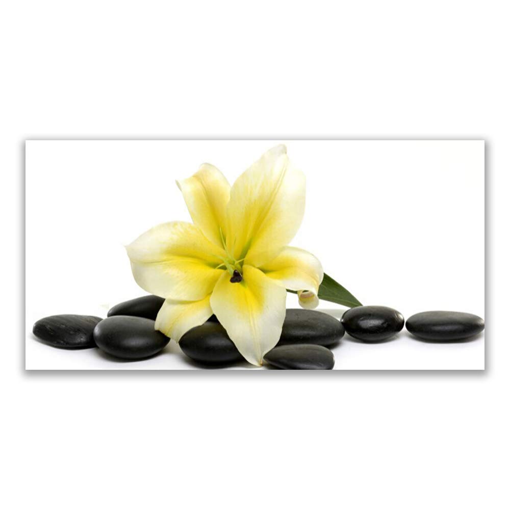 Tableau moderne pierres et fleur pour créer un salon zen et élégant