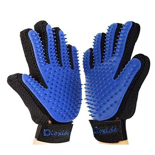 XiDe 2 Pezzi Guanto a Spazzola per Cani Gatti Massaggio e Pulizia Guanto Spazzola Cardatore Animali Elimina Peli Corti e Lunghi Massaggiante per Cani Gatti Coniglio Cavallo Cane Gatto Cavalli