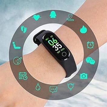 Vacotta M4 Pro Heart Rate & Sleep Monitor Smart Band Messages Alert Digital Watch Step Counter Smart Band Fitness Tracker Smartwatch Compatible with Android & iOS