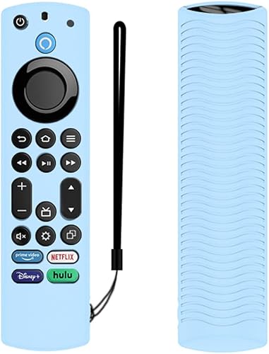 Funda de silicona con control de voz para ToshibaInsignia Fire TV Omni Series o 4 Series, antideslizante, a prueba de golpes, con cordón (brillo