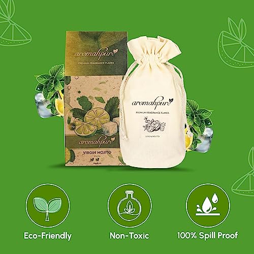Image of Aromahpure Car Perfume Fragrance Flakes - Virgin Mojito, Luxury Car Air Freshener made Organically with Essential Oil, Grains, and Flakes - 50 Gms, Last Upto 30 days, IFRA certified