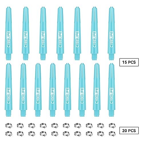 CyeeLife 15pcs Dart Shafts with 20pcs Metal o Rings,5 sets Plastic stems Blue 41mm, M:41+5mm - Image 3