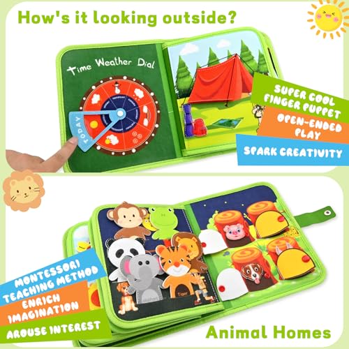 Image of Jungle Educational Book for Toddlers 1-3 - Montessori Quiet Activity & Learning Book with Jungle Animals, Educational Toy for 1 2 3 Year Old Boys Girls, Travel Toy for Airplane & Car Trips