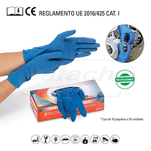 Box of 50 Extra Latex Gloves Size XL 9-10, Blue - Image 2