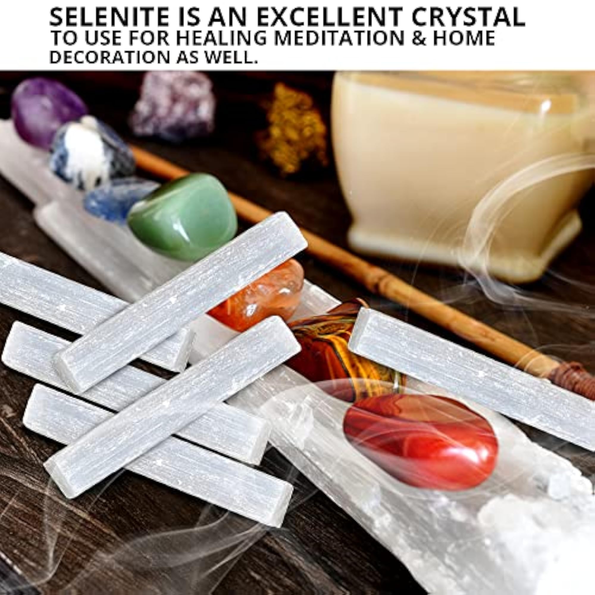 Selenite Crystal Sticks for Healing and Meditation
