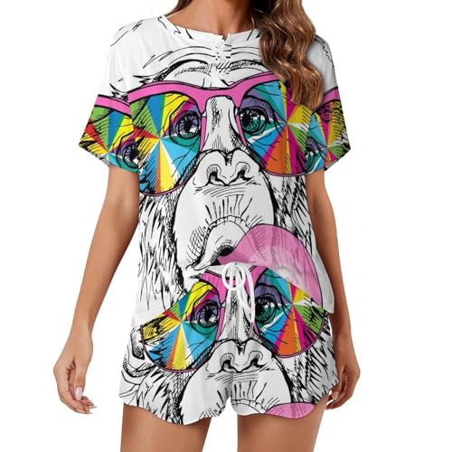 Pyjama femme Singe Rigolo confortable pour des soirées cocooning et nuits d'été fraîches