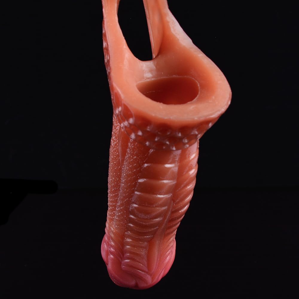Estensore del pene a forma di mostro, color carne, 17,3 cm, con anello del pene - Accessorio erotico per adulti (adatto per uomini e coppie)