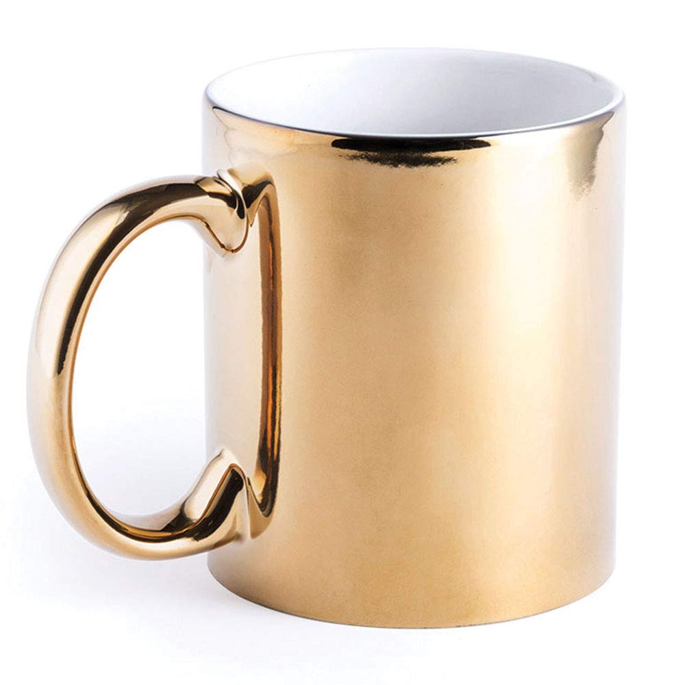 eBuyGB 1333398 Metallic Large 350ml Ceramic Tea Coffee Mugs (Gold)