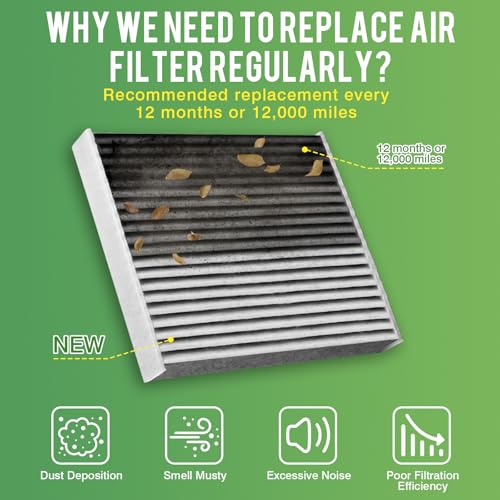 Image of Cabin & Engine Air Filter Fit for Toyota Camry Hybrid (2007-2011), Highlander Gas (2008-2013) Activated Carbon Cabin Filter Replace#CF10285 CA9360 Car Accessories