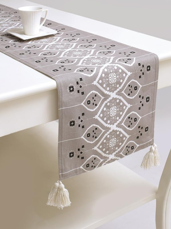 Image of Blanc 9 Rythm Home & Kitchen Pure Cotton Printed 4 /6 Seater Table Runner|(33x182) cm