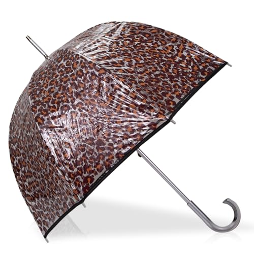 Isotoner Parapluie canne, cloche transparente, résistance au vent