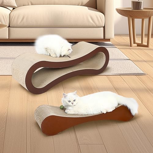 Image of FluffyDream 2 in 1 Cat Scratcher Cardboard, Cat Scratching Board Furniture Protector, Cat Scratching Post, Cat Beds for Indoor Cats, Infinity Shape, X-Large