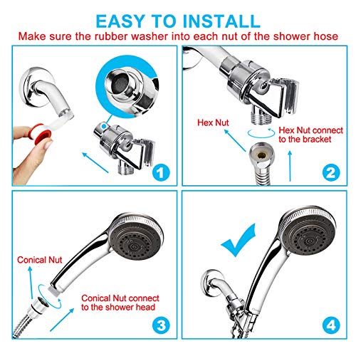 Chrider Handheld Shower Head with Hose, 7 Spray Settings Hand Held Shower Head, 3.2" High Pressure Showerhead, 60" Extra-long Stainless Steel Hose, Adjustable Mount, Chrome Handle Finish