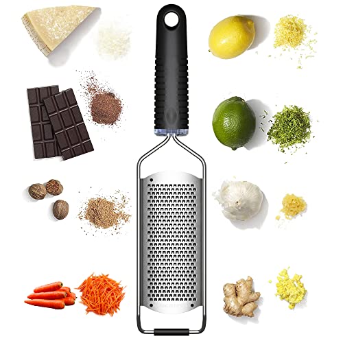 ralladores de cocina, rallador de queso, rallador afilado de acero inoxidable 18/8, apto para lavavajillas, mango de TPR, cubierta p0r0otectora, ideal para rallar limón