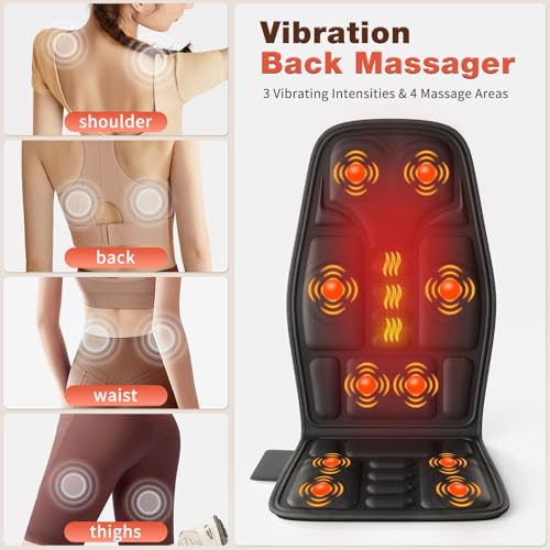Sotion Seat Massager, Vibrating Back Massager for Chair Massage Cushion, 10 Vibrations to Relieve Stress and Fatigue for Back, Shoulder and Thighs