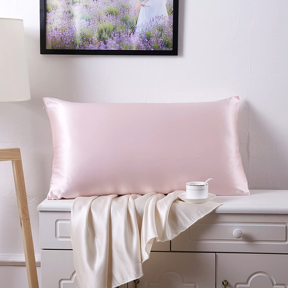 Taie en soie de mûrier 36x51 cm rose pour sublimer la literie de votre chambre