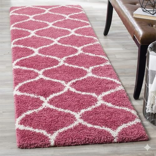 Image of Premium Antiskid Shaggy Carpet /Rug Plain Fur Rectangular Rugs,Soft Microfiber for Bedroom,Living Room,Kids Room,Hall etc (Pink, 6x9 feet)
