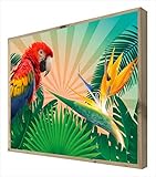 CCRETROILUMINADOS Papagei Bild mit Holzrahmen mit Hintergrundbeleuchtung, Acryl Holz, bunt, 80l x 60an cm