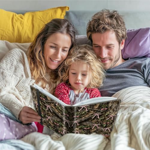 Image of Photo Album 4x6 120 Photos with Strong Elastic Band, Pink Bow Camo | Large Capacity Premium Leather Picture Album, Portable Wallet Albums Photo Book for Family Anniversaries Wedding Baby