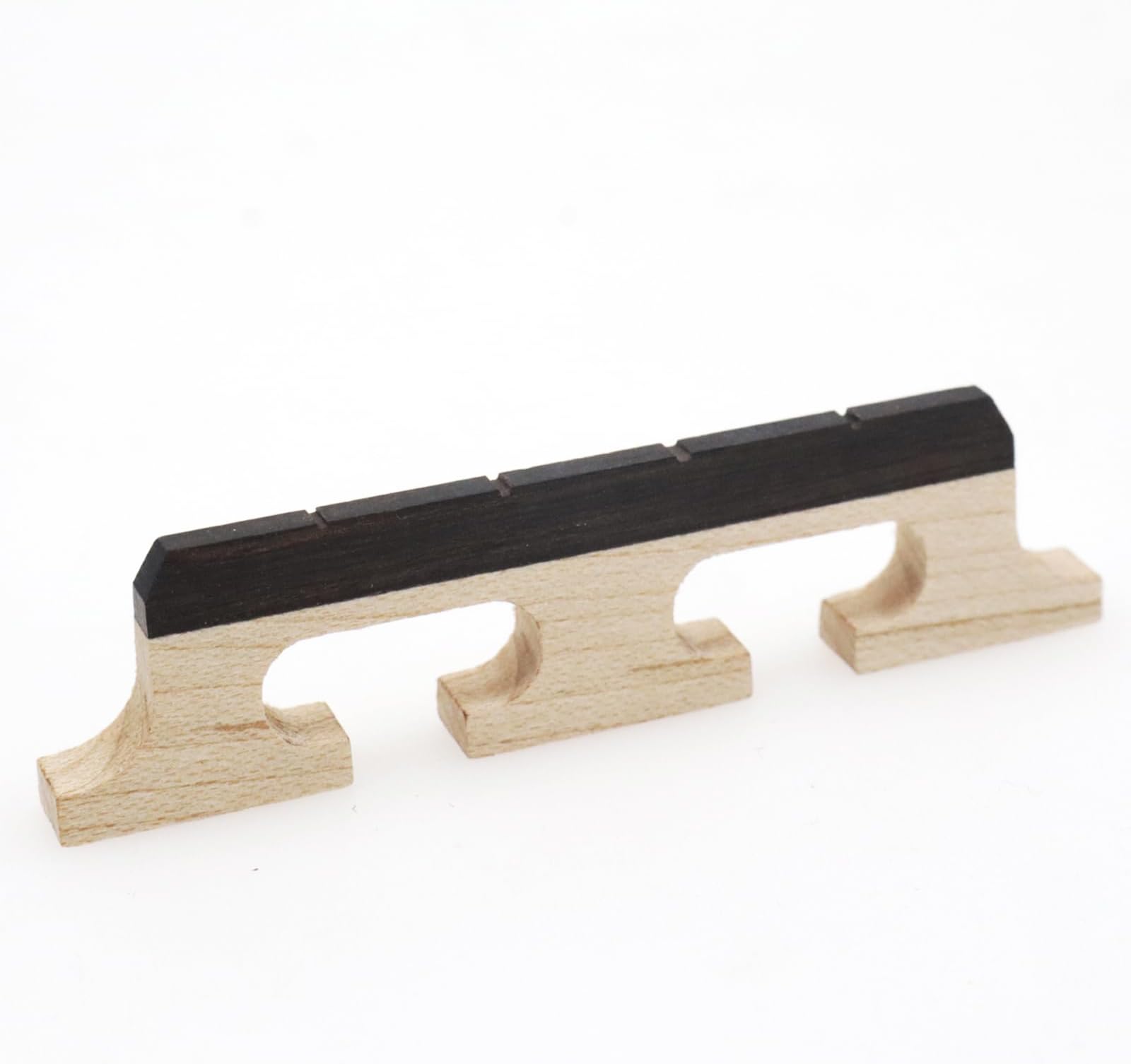 CashBeat 4-String Banjo Bridge - Premium Ebony and Maple Bridge for Banjolele, Universal Fit Banjo Parts Replacement, Enhanced Acoustic Resonance, Pack of 1