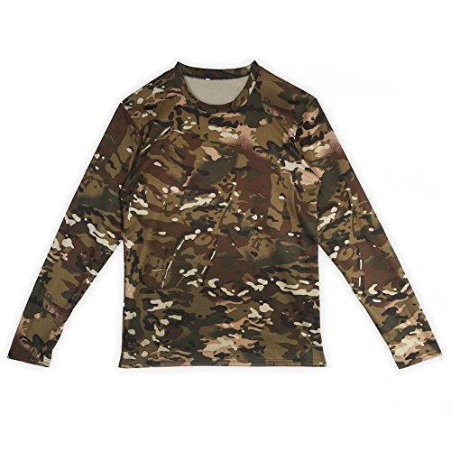Mann langes Hülsen T Shirt, Tarnungs rundes Kragen T Shirt kleidet Sport Abnutzungs Spitzen Kleidung im Freien für das Jagd Wandern Klettern(M) Cover