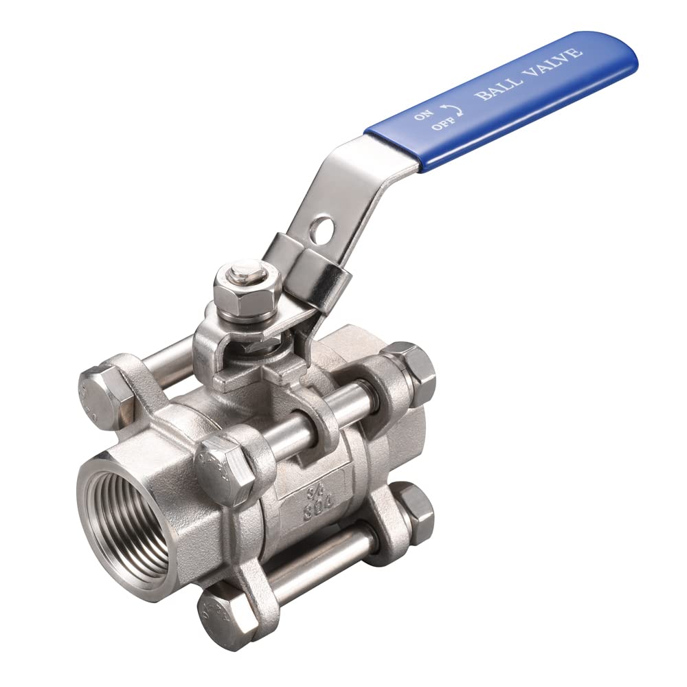 Cowin Brewing3PC Ball Valve 3/4" Stainless steel 304 With Blue Vinyl Handle Cover, NPT threaded
