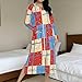 Women's Christmas Nightgown Zipper Front Loose Sleepshirt Split Side Pajamas Dress Long Sleeve Sleepwear with Pockets