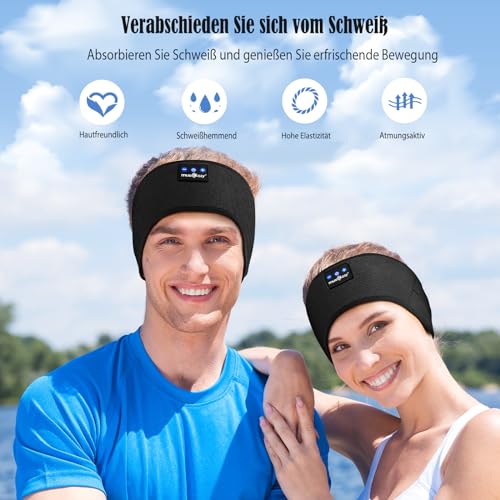 MUSICOZY Schlafkopfhörer Bluetooth, Schlaf Kopfhörer Seitenschläfer Kabellos Sport Kopfhörer Stirnband 14+STD für Yoga/Training/Reisen/Schlaflosigkeit,Tech Gadgets für Männer/Frauen