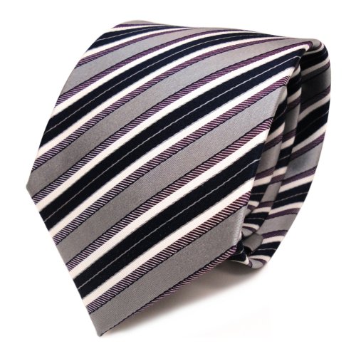 Cravate en soie violette à rayures TigerTie en taille unique pour homme
