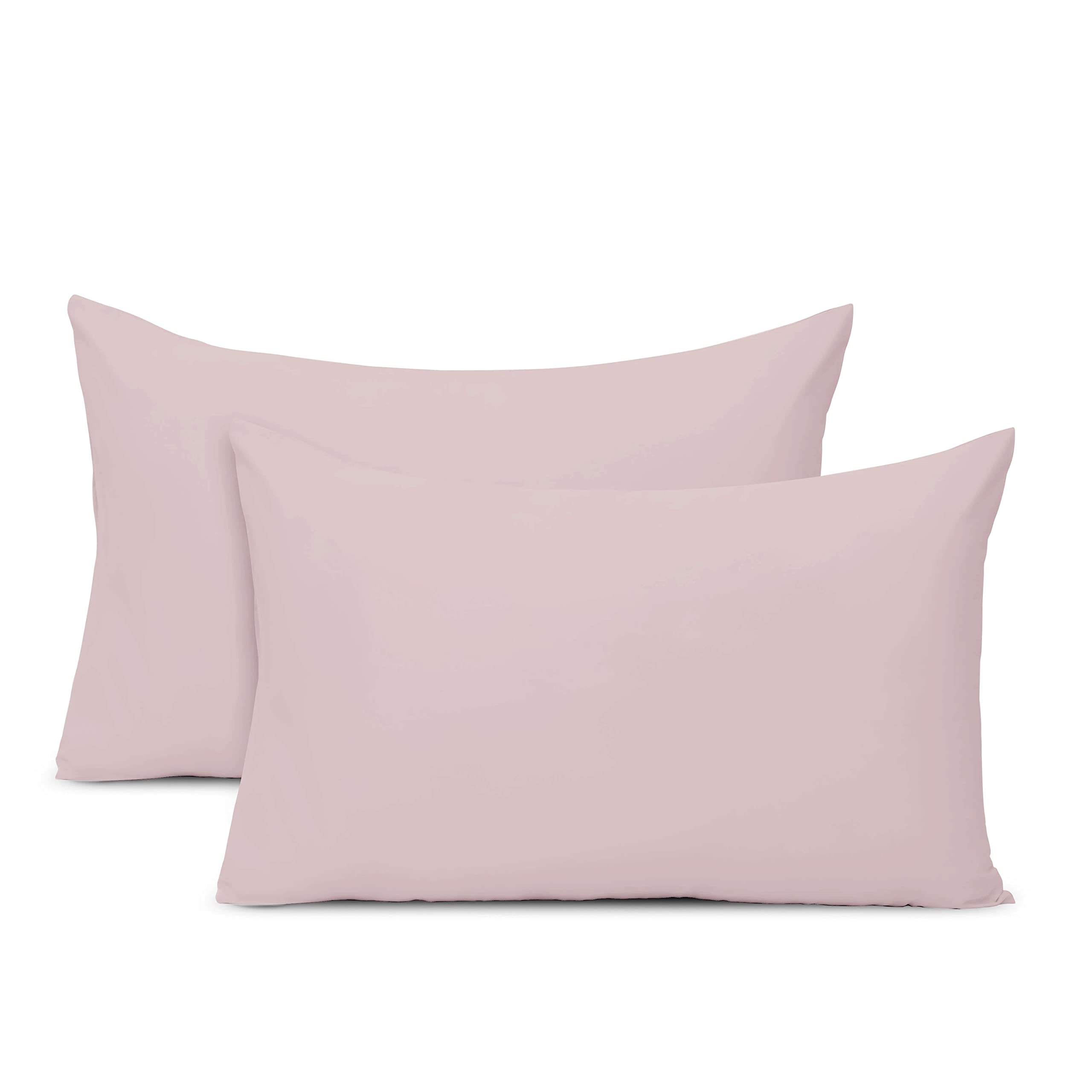 Pizuna Light Pink Percale Housewife Pillowcases 2 Pack 48X74cm, 100% Long Staple Combed Cotton Pillow Cover, Percale Weave Housewife Pillow Cases (Cotton Pillow Cases 2 Pack)