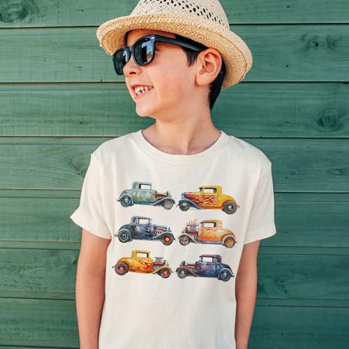Hot Rods In A Row Toddler Shirt - Street Car Hot Rod Show Kid's Outfit - Car Obsessed Toddler Gift Idea - Boho Natural Toddler & Youth Tee2