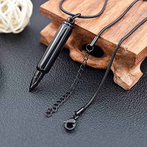 Personalized Custom Bullet Urn Necklaces for Ashes 316L Stainless Steel Bullet Memorial Keepsake Pendant Cremation Ash Urn Necklace for Women Men Keepsake Gift3