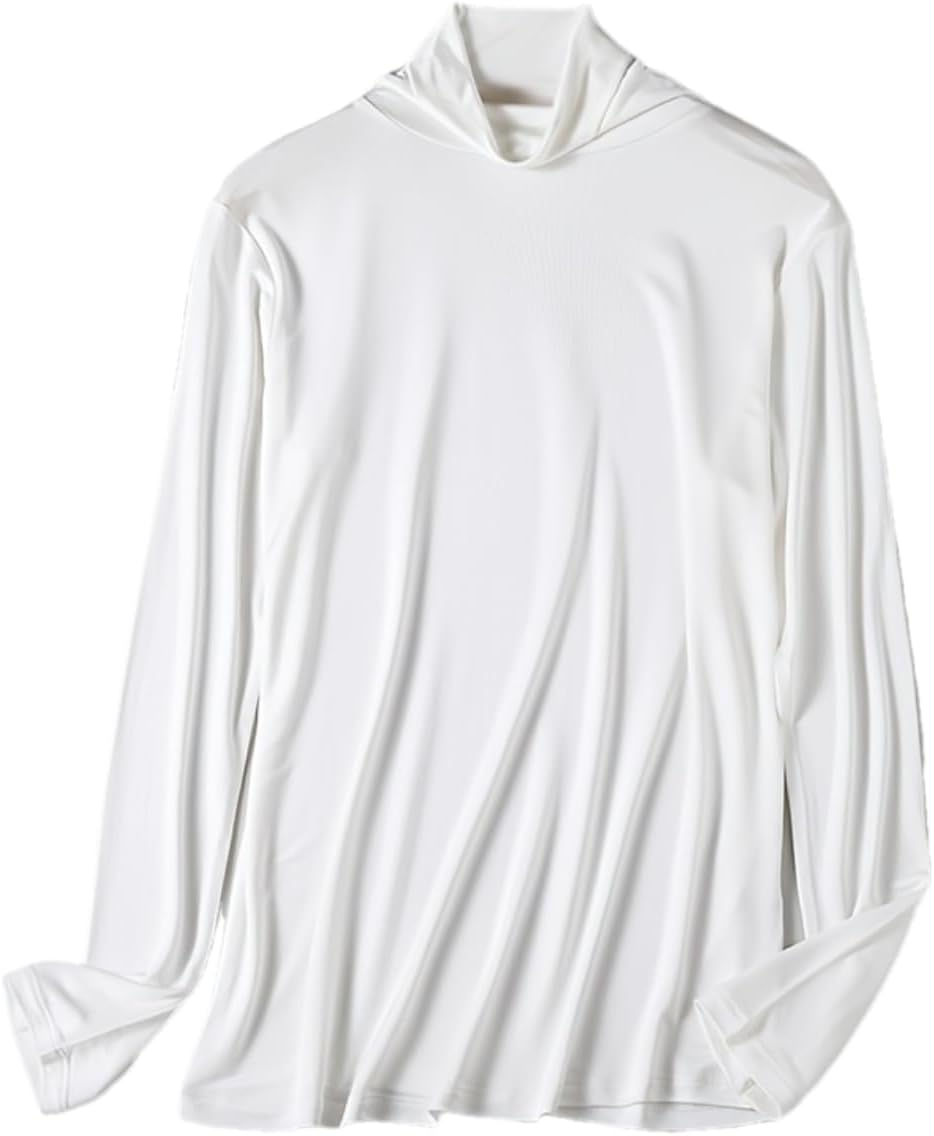 Women's 100% Mulberry Silk Turtleneck Long Sleeve Baselayer Thermal Underwear T Shirt