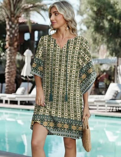 Image of Zeagoo Womens Summer Dress Casual Ruffle Tiered Floral Square Neck Sundresses Beach Boho Mini A-line Dress 2026 with Pockets