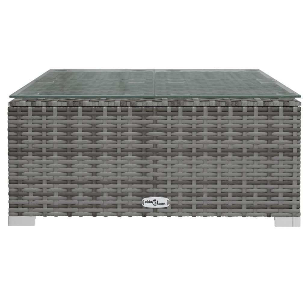 Set Divani da Giardino 7 pz in Polyrattan Grigio con Cuscini Rimovibili per Relax Spazi Esterni Tavolo Lounge Modulare per Terrazza Balcone e Veranda