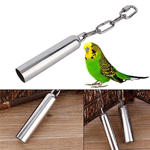 NNDA CO Pet Bird Stainless Steel Bell Toys Chew Parrot Hanging Swing Cockatiel Parakeet , Stainless Steel,1 Pc(Large)