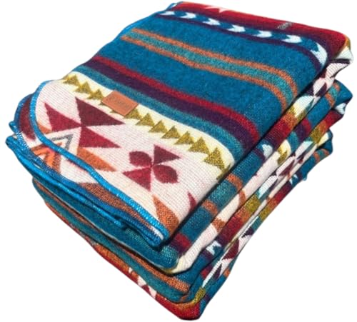 Image of Alpaca Wool Blanket, King Size 100 x 83, Reversible 2 in 1, Thick and Ultra Soft, Hypoallergenic, Non-Itchy, Handmade in Ecuador. Premium Alpaca Wool Throw Blanket for Cozy Comfort (Turquoise)
