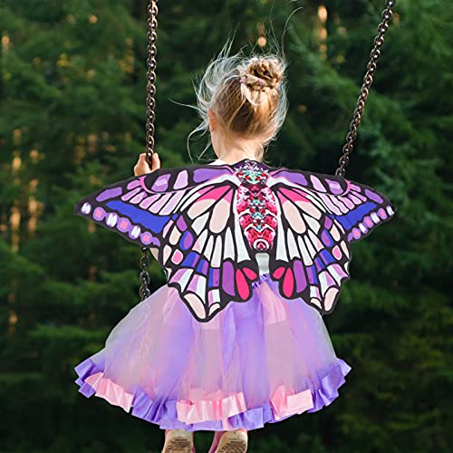 PRETYZOOM Conjunto de fantasia de borboleta para meninas com asas de fada, saia de gaze para Hallowe