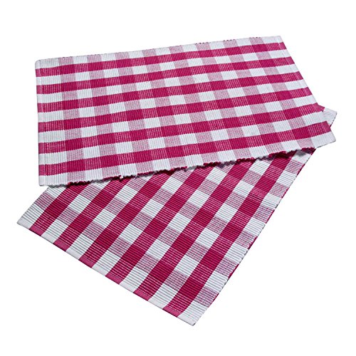 HOMESCAPES Set de Table Lavable rectangulaire à Carreaux Vichy - Lot de 2, Dessous de Table Rose 100% Coton, 30 x 45 cm