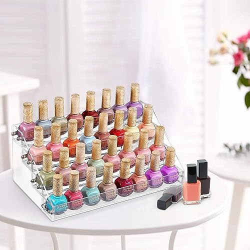 Wakects Organizador de esmalte de uñas de 4 niveles, transparente para maquillaje, soporte para organizador, organizador de maquillaje