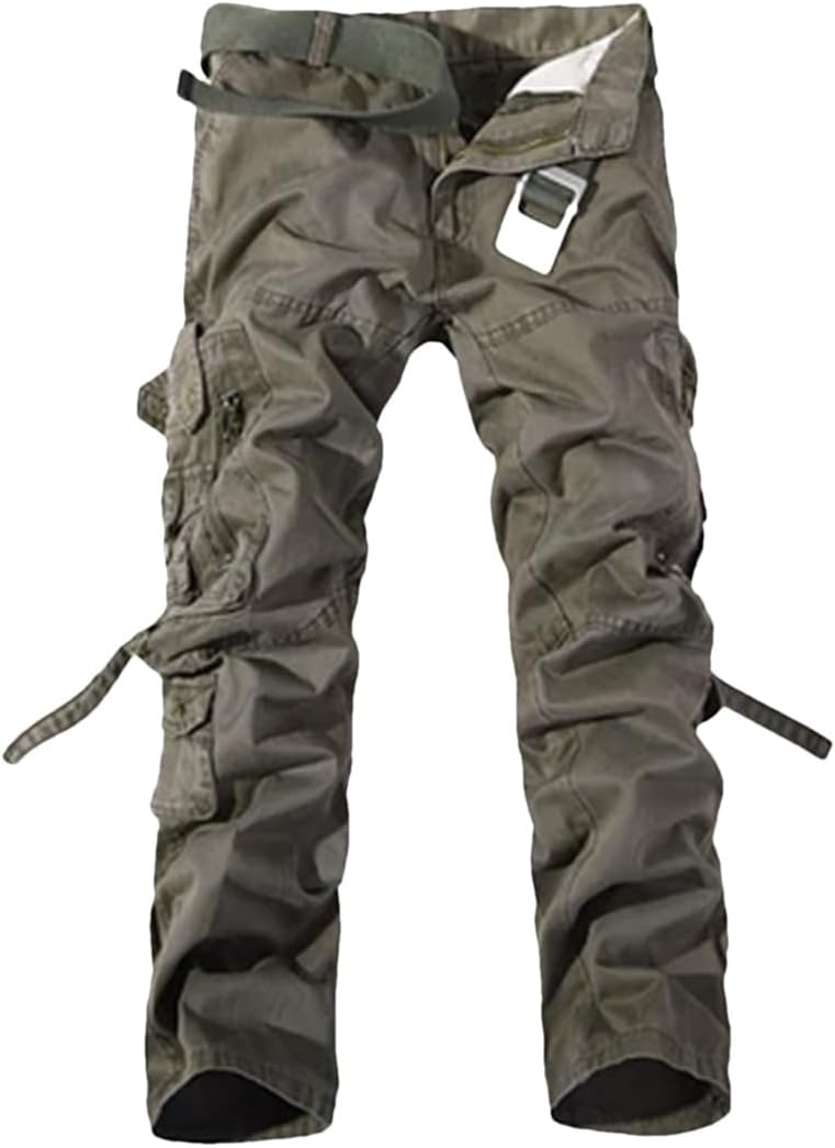 Men's Casual Cargo Pants Army Big Pockets Pant Military Overall Outdoors Long Trousers No Belt